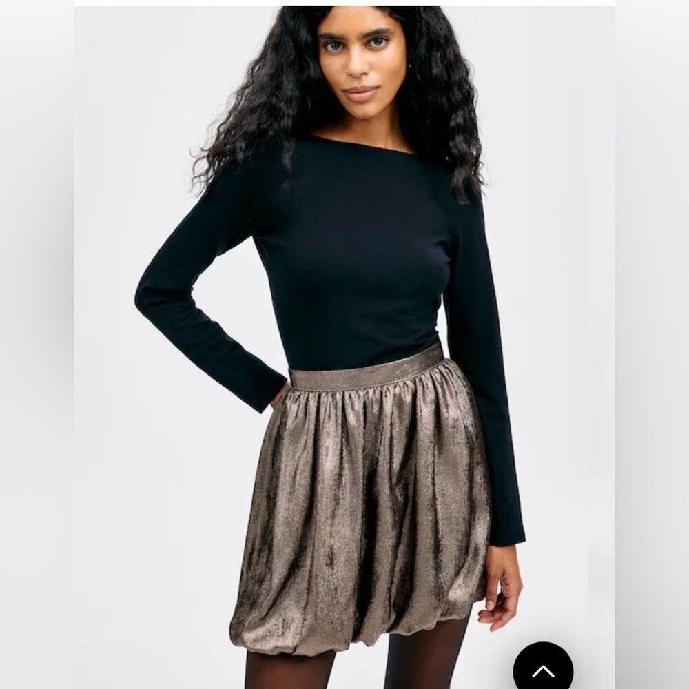 New Madewell Skirt 6 Bronze Foil Metallic Bubble Hem Mini skirt